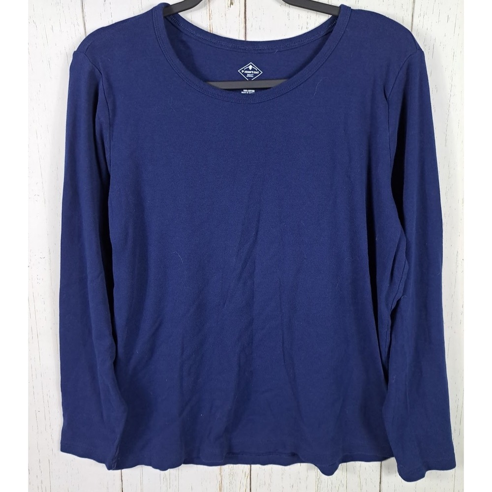 St Johns Bay Size XL Womens Blue Long Sleeve Cotton Top